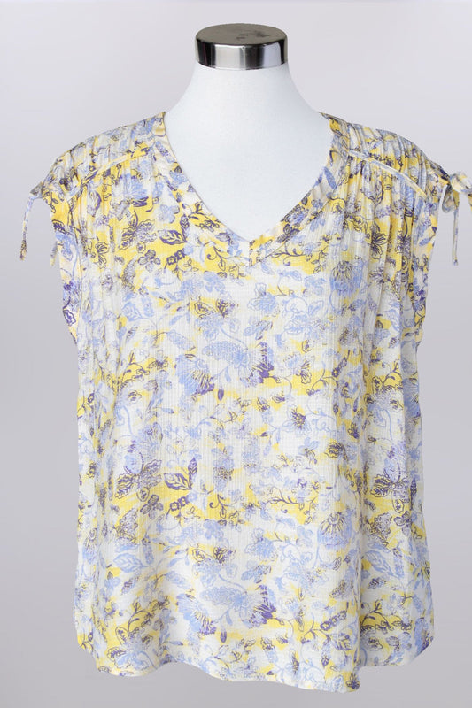 V neck sleeveless shoulder tie top