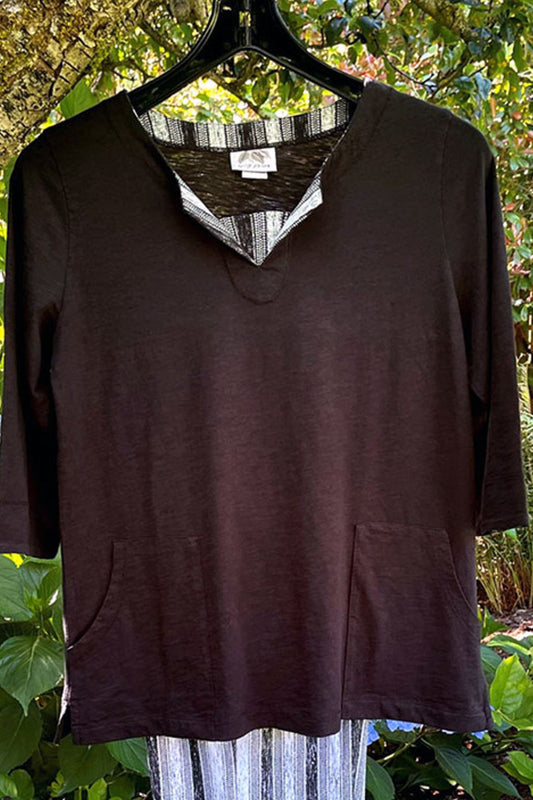 V-Notch Top w/Accent Stripes