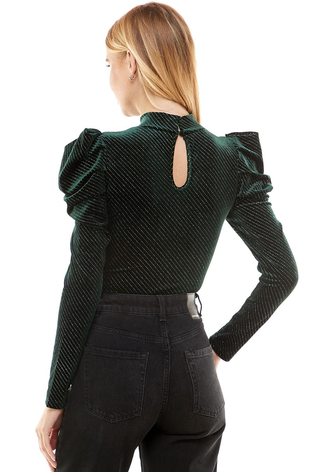 Velvet Puff Sleeve Bodysuit