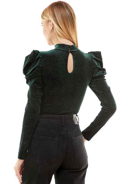 Velvet Puff Sleeve Bodysuit