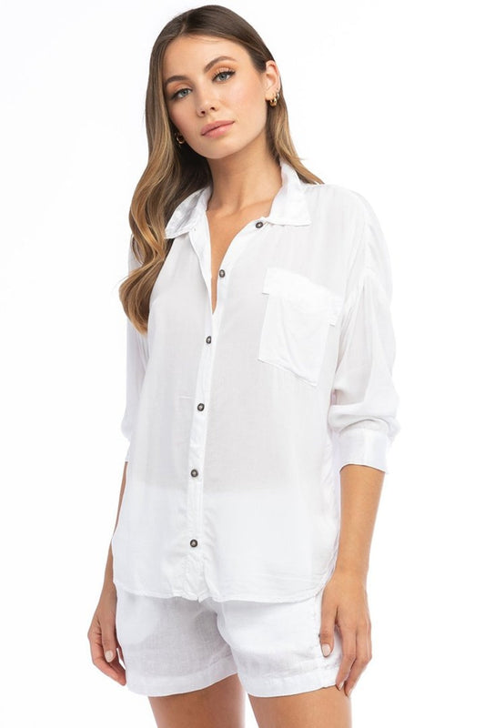 Vintage 3/4 Sleeve Color Block Shirt