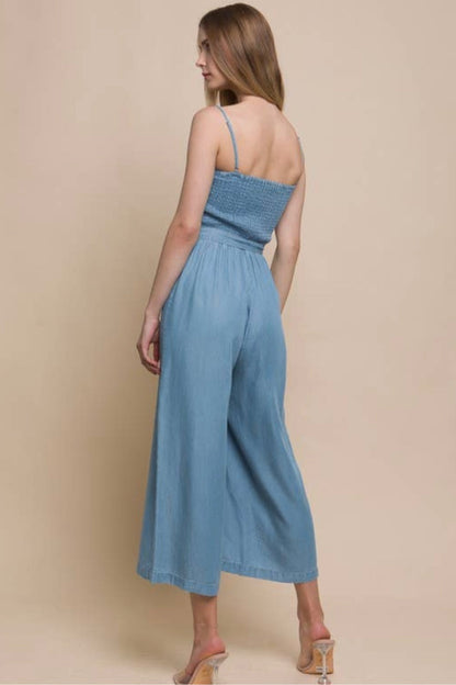 Waist Tie Capri Jumpsuit