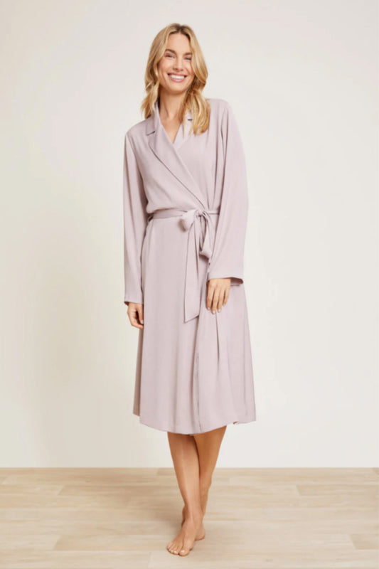 Washed Satin Notch Collar Robe