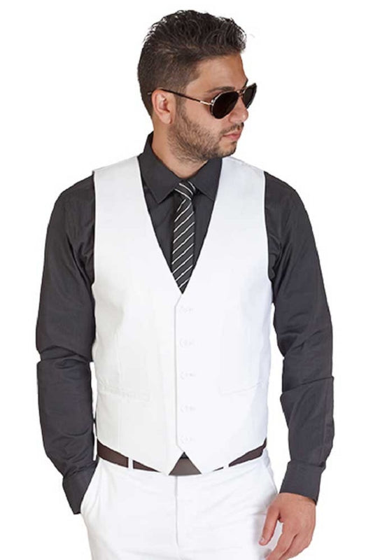 White 5 Button Slim Fit Vest