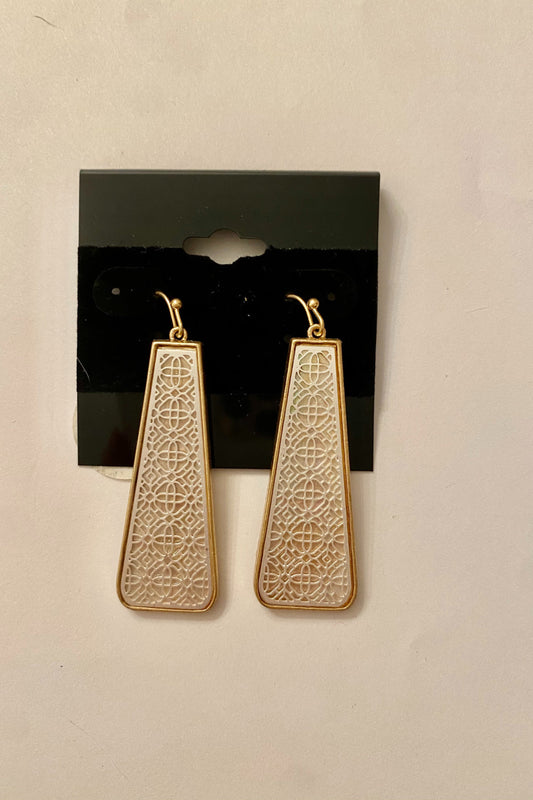 White and Gold Drop Earrings