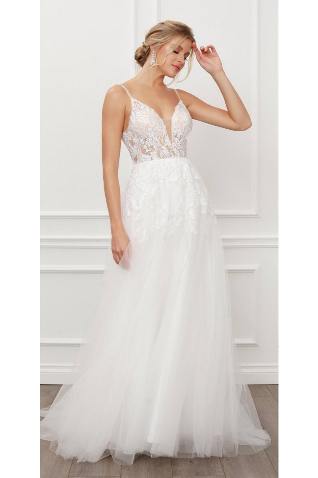 White Lace A-Line Bridal Gown