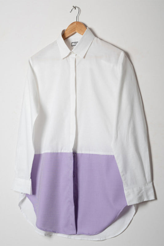 WHITE-LILAC COLOR BLOCK SHIRT
