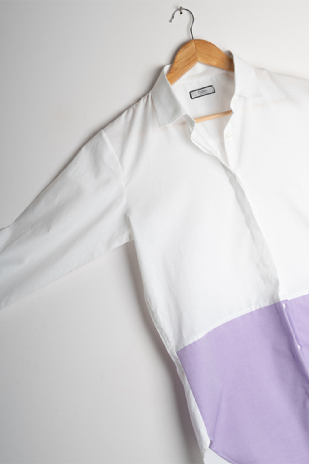 WHITE-LILAC COLOR BLOCK SHIRT