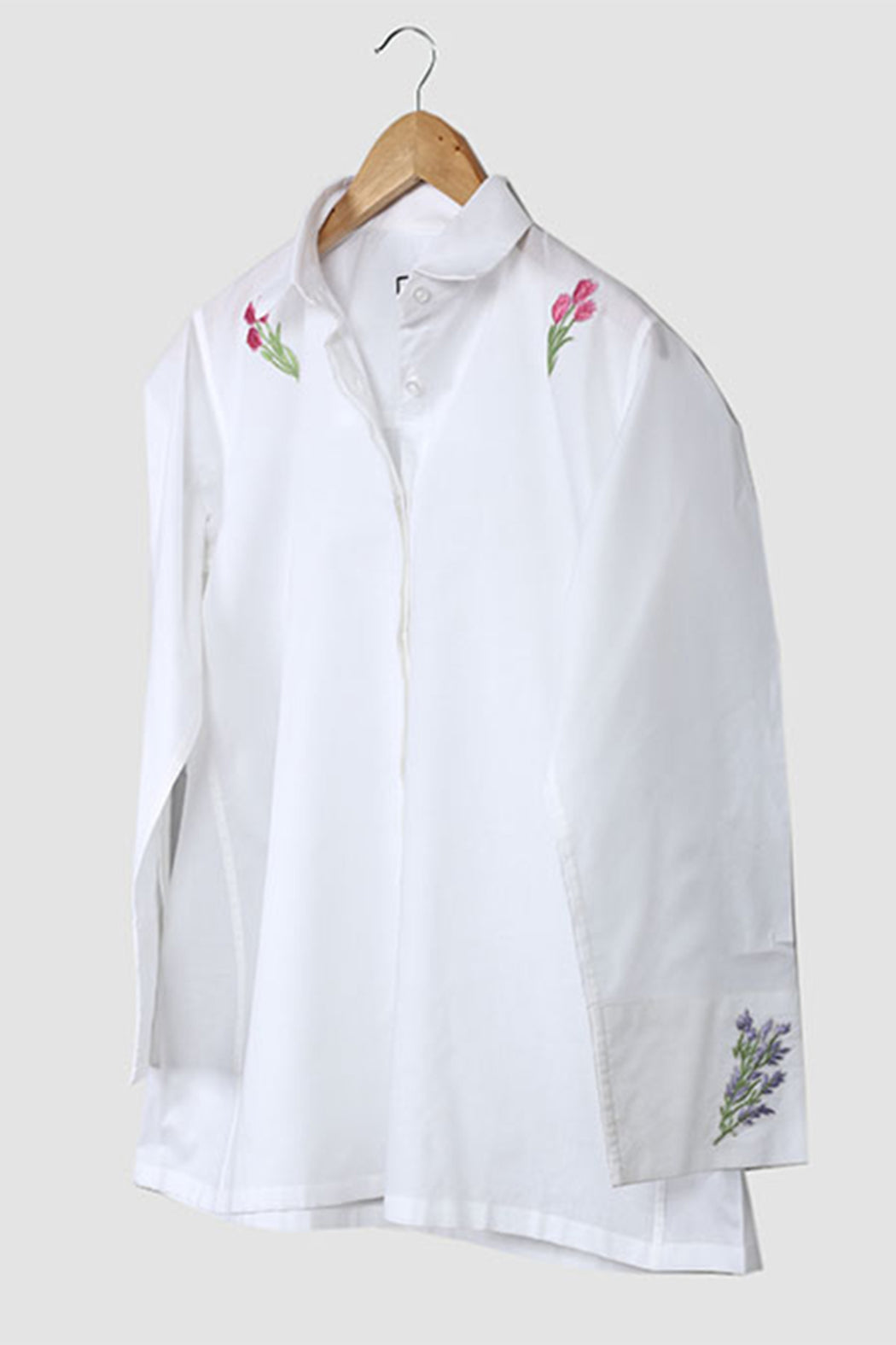 White Oversized Lightweight Embroidered Shirt