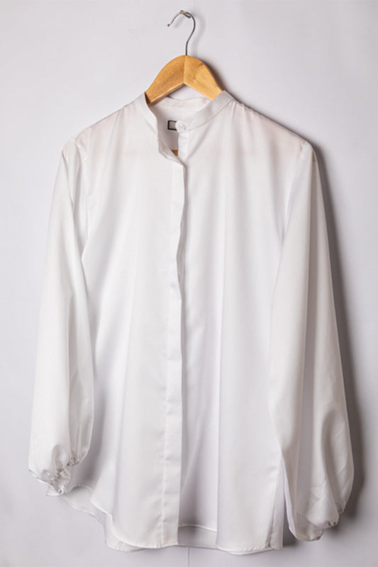 WHITE RELAXED SHIRT WITH BALLOON SLEEVES
