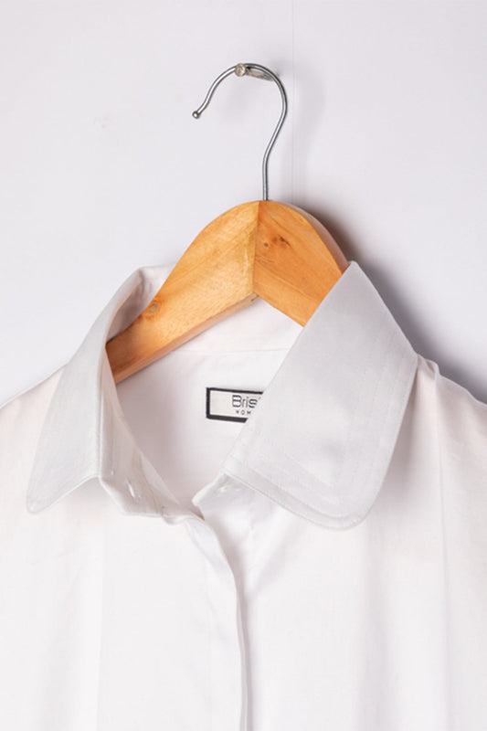 WHITE ROUND COLLAR RELAXED SHIRT