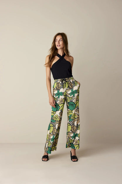 Wide-Leg Botanical Print