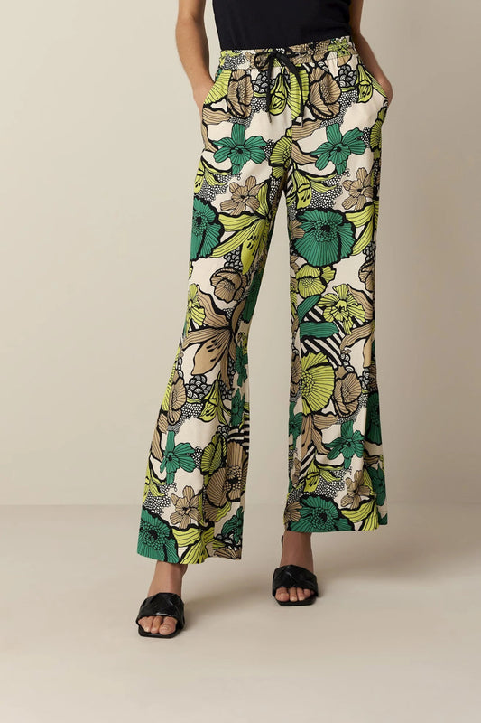 Wide-Leg Botanical Print