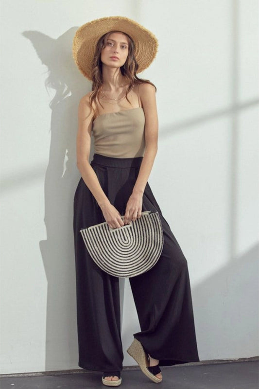 Wide Leg Elastic Pocket Pants