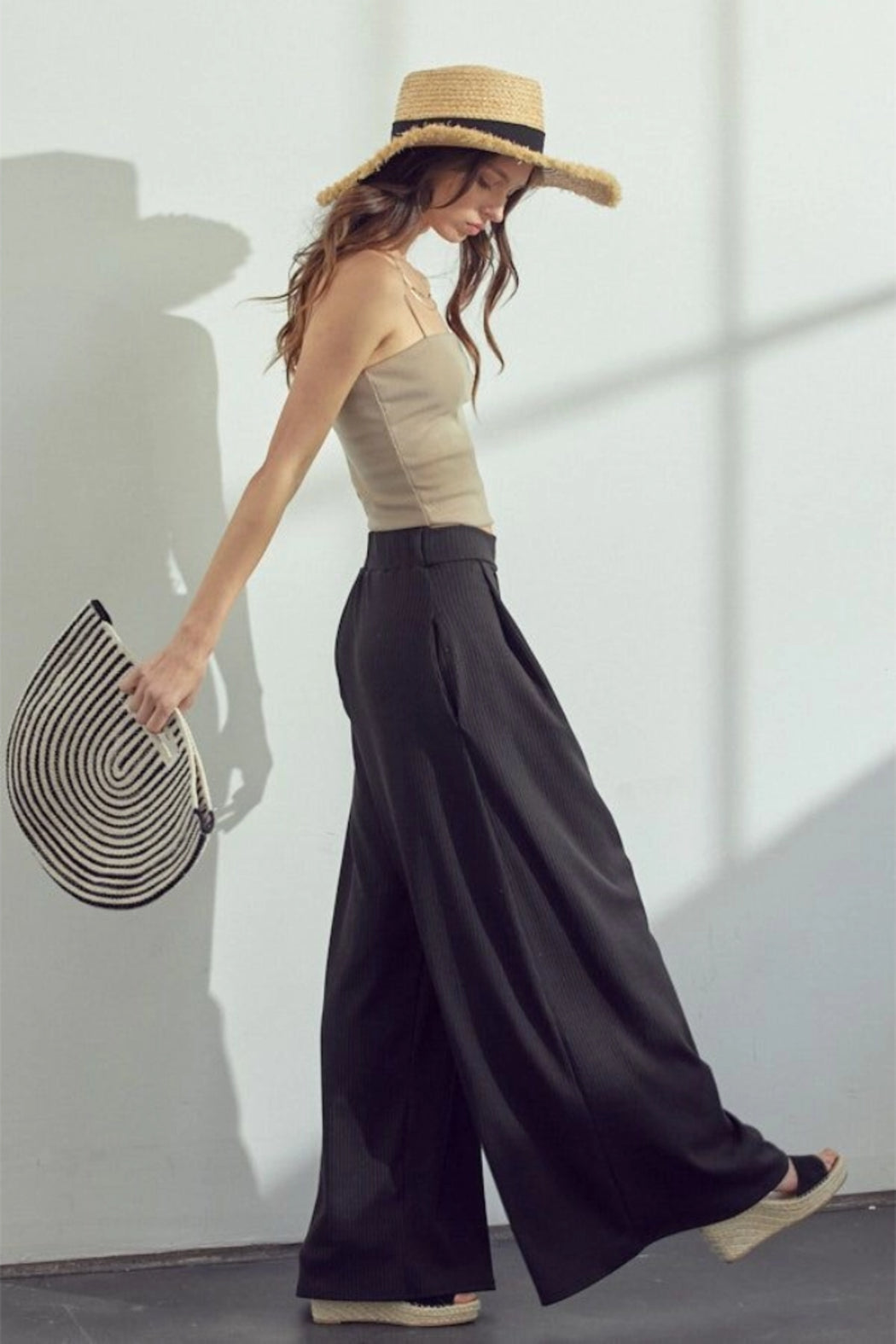 Wide Leg Elastic Pocket Pants