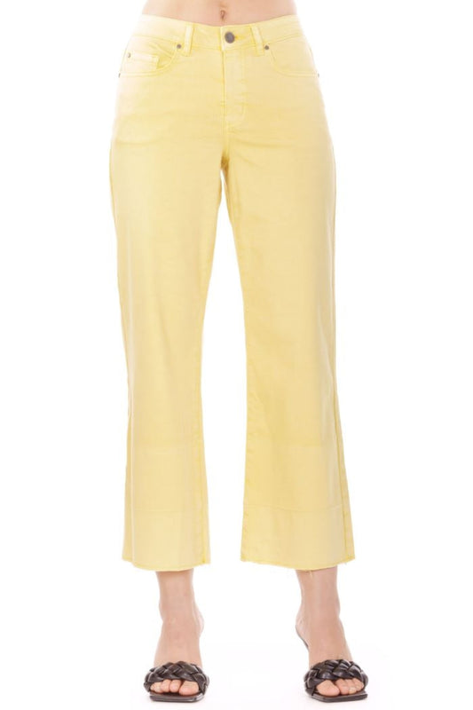 Wide Leg Raw Edge Hem Capri