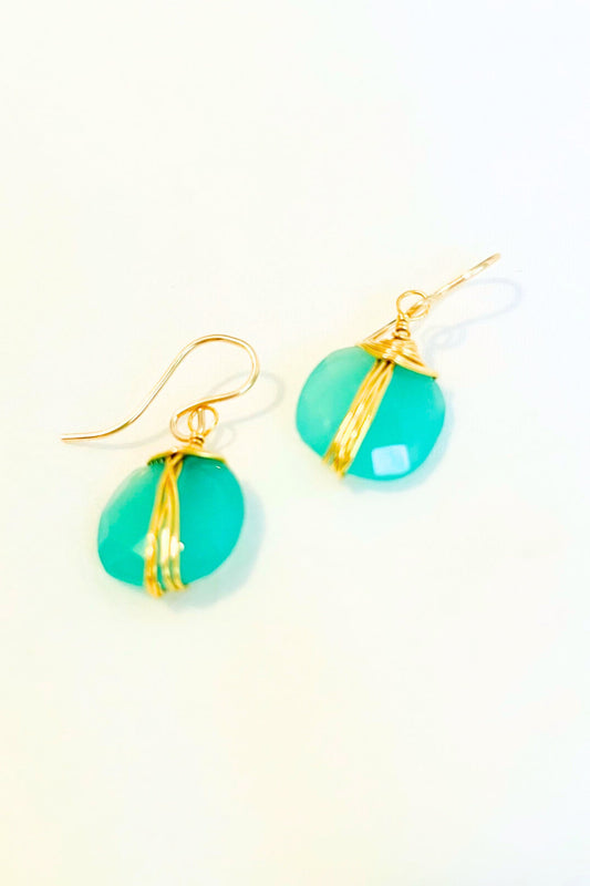 Wire Wrapped Gemstone Earrings