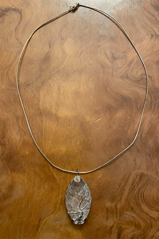 Wire Wrapped Quartz Pendant Necklace