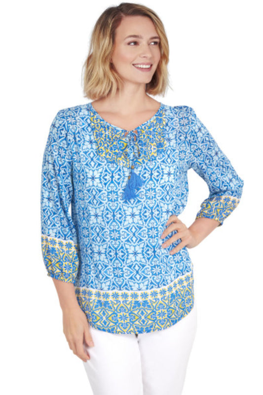 Woven metallic top