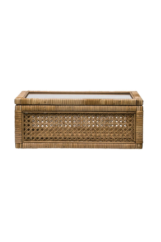 WOVEN RATTAN DISPLAY BOX (LG 14 3/4 X 9 1/2 X 5 1/4)