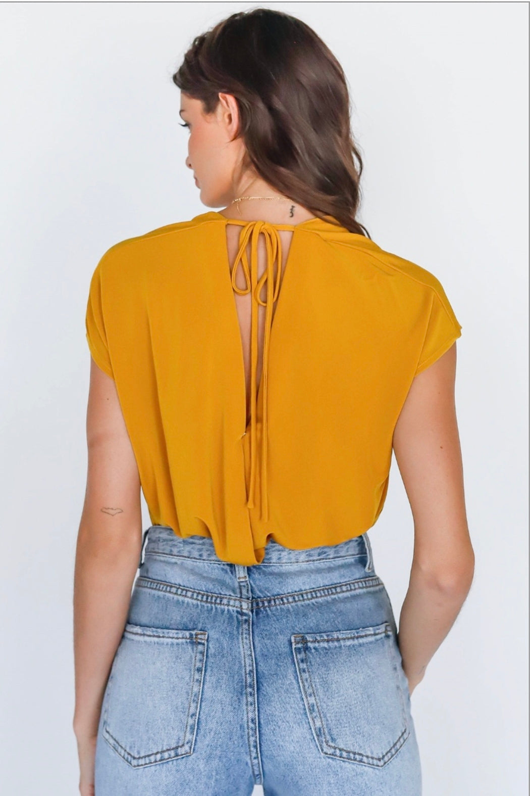 Wrap V-Neck Open Back Bodysuit
