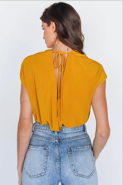 Wrap V-Neck Open Back Bodysuit