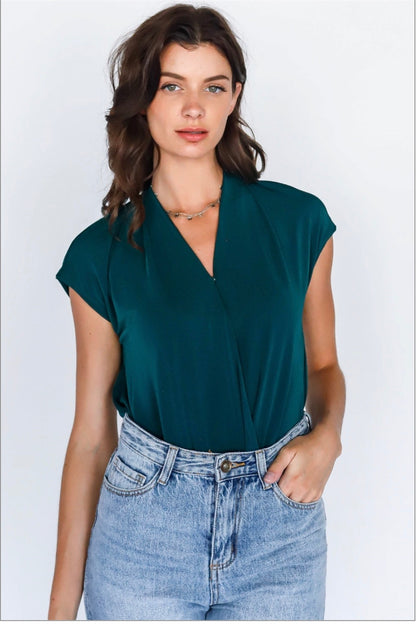 Wrap V-Neck Open Back Bodysuit