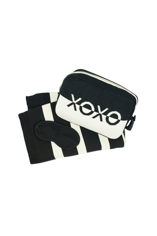 XOXO Black and Natural Travel Pouch Set