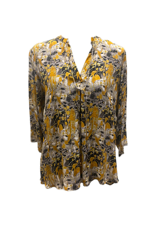 Yellow Print Crepe Blouse