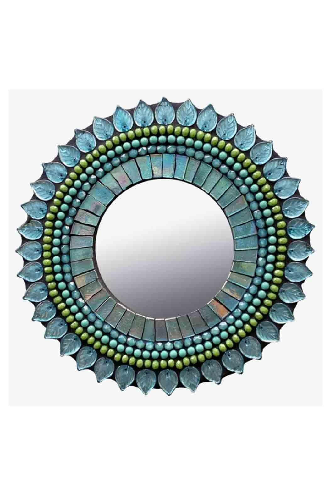 Aquamarine Leaf Mirror